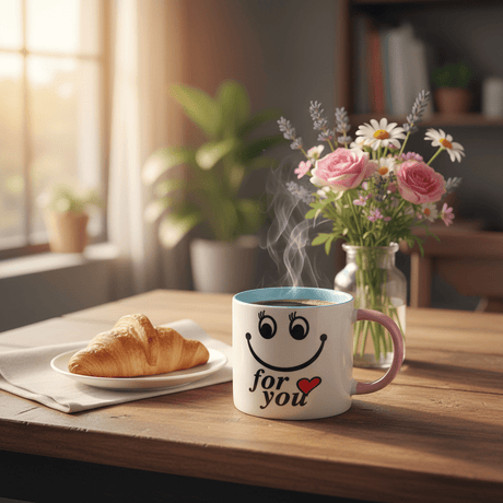 For You Smiley Ceramic Mug — 300ml | White & Pink Gift Mug with Blue Interior - Al Kabayel Discount CentreFor You Smiley Ceramic Mug — 300ml | White & Pink Gift Mug with Blue InteriorMugsAKDCAl Kabayel Discount Centre