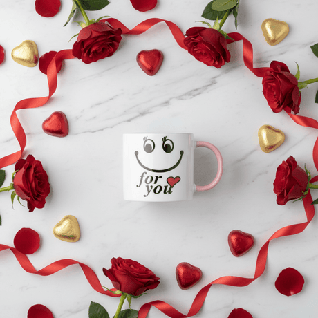 For You Smiley Ceramic Mug — 300ml | White & Pink Gift Mug with Blue Interior - Al Kabayel Discount CentreFor You Smiley Ceramic Mug — 300ml | White & Pink Gift Mug with Blue InteriorMugsAKDCAl Kabayel Discount Centre