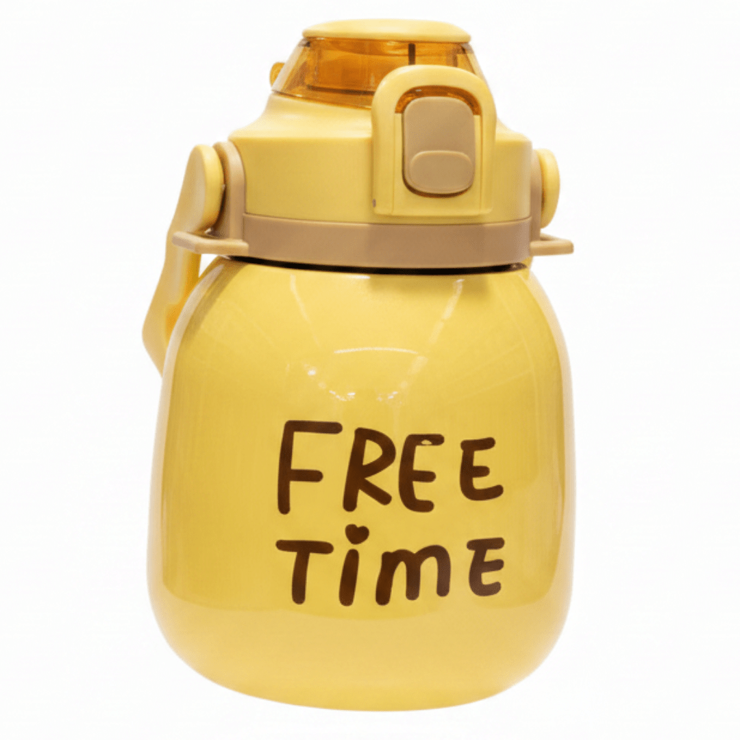 Free Time Edition Yellow Stainless Steel Vacuum Insulated Bottle with Durable Blue Handle 1000ml - Al Kabayel Discount CentreFree Time Edition Yellow Stainless Steel Vacuum Insulated Bottle with Durable Blue Handle 1000mlWater BottlesAKDCAl Kabayel Discount Centre