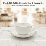 Fresh Life White Ceramic Cup & Saucer Set — 260ml - Al Kabayel Discount CentreFresh Life White Ceramic Cup & Saucer Set — 260mlMugsFRESH LIFEAl Kabayel Discount Centre