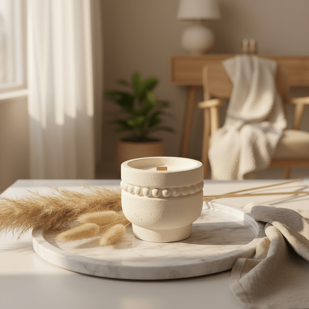 Fresh Touch Scented Candle — Elegant Cream Chalk Cup - Al Kabayel Discount CentreFresh Touch Scented Candle — Elegant Cream Chalk CupHome FragrancesFRESH TOUCHAl Kabayel Discount Centre