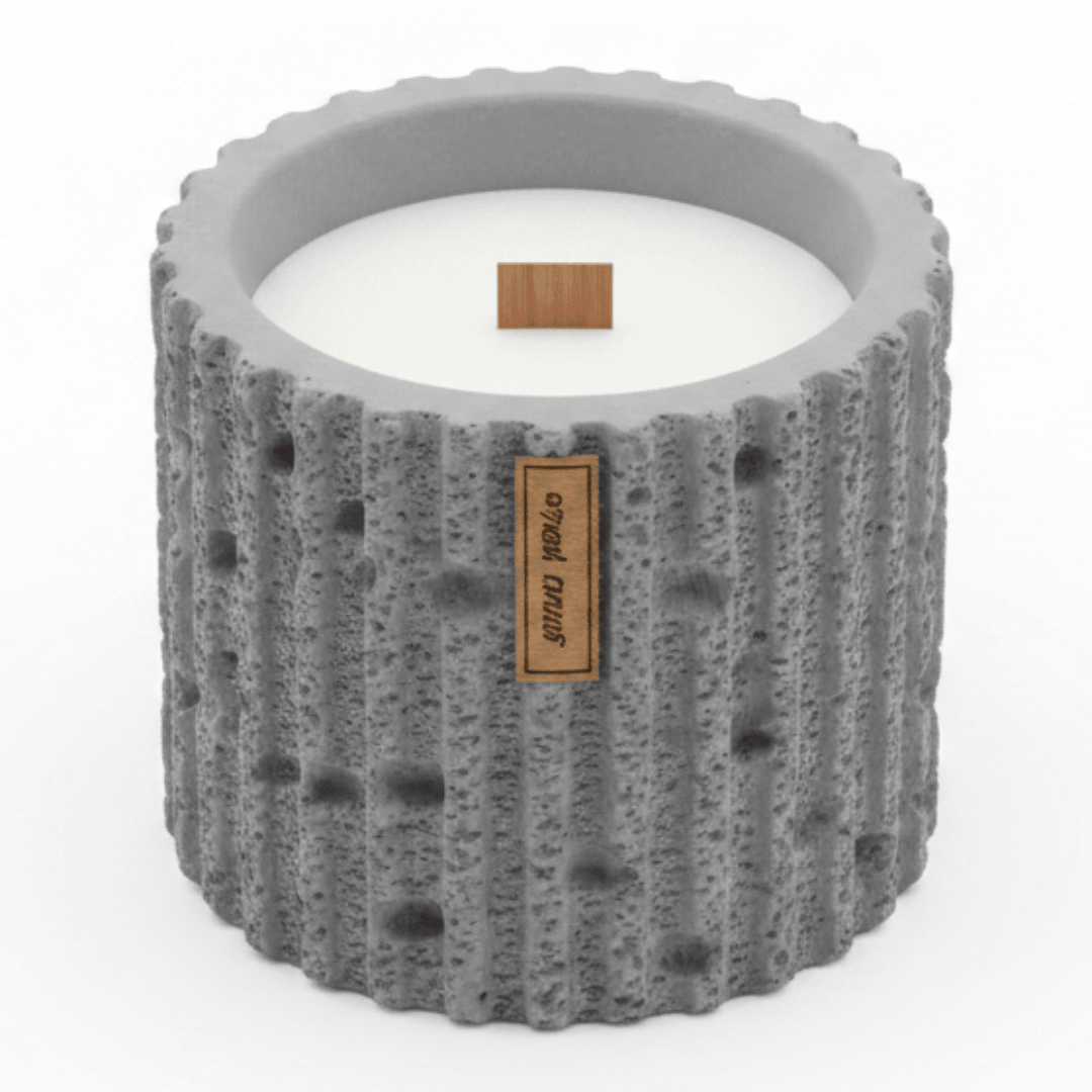 Fresh Touch Scented Candle — Textured Grey Chalk Vessel | Wooden Wick | 9×8 cm - Al Kabayel Discount CentreFresh Touch Scented Candle — Textured Grey Chalk Vessel | Wooden Wick | 9×8 cmHome FragrancesAKDCAl Kabayel Discount Centre