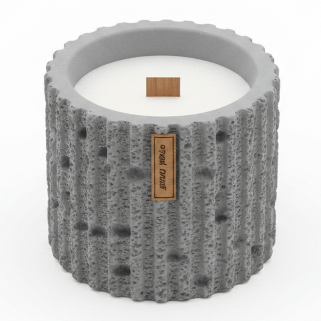 Fresh Touch Scented Candle — Textured Grey Chalk Vessel | Wooden Wick | 9×8 cm - Al Kabayel Discount CentreFresh Touch Scented Candle — Textured Grey Chalk Vessel | Wooden Wick | 9×8 cmHome FragrancesAKDCAl Kabayel Discount Centre