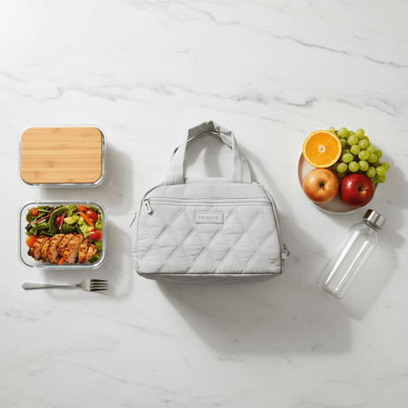 Frische Quilted Lunch Bag - 18×25cm - Light Grey / Pink / Black - Al Kabayel Discount CentreFrische Quilted Lunch Bag - 18×25cm - Light Grey / Pink / BlackLunch BagsFRISCHEAl Kabayel Discount Centre