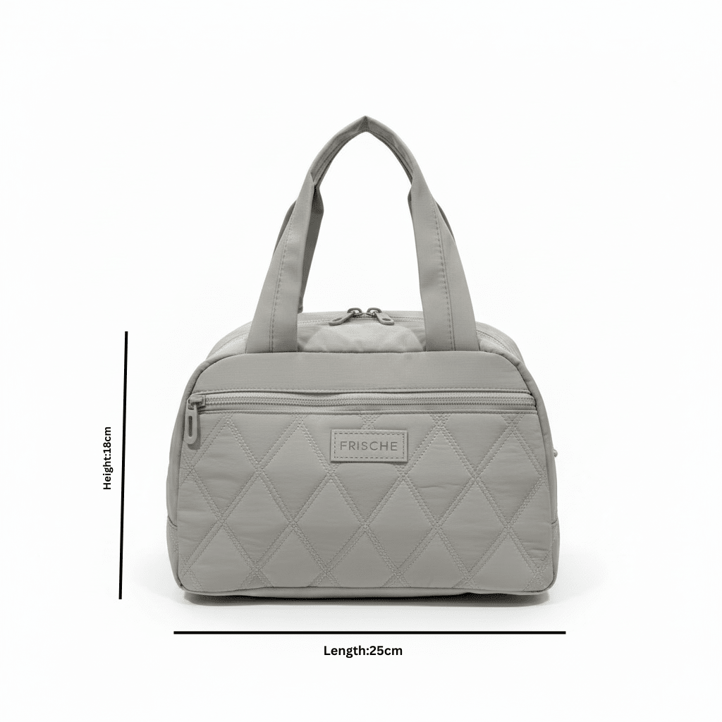 Frische Quilted Lunch Bag - 18×25cm - Light Grey / Pink / Black - Al Kabayel Discount CentreFrische Quilted Lunch Bag - 18×25cm - Light Grey / Pink / BlackLunch BagsFRISCHEAl Kabayel Discount Centre