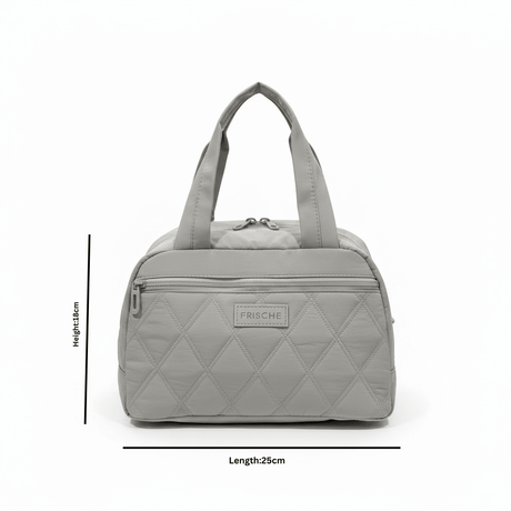 Frische Quilted Lunch Bag - 18×25cm - Light Grey / Pink / Black - Al Kabayel Discount CentreFrische Quilted Lunch Bag - 18×25cm - Light Grey / Pink / BlackLunch BagsFRISCHEAl Kabayel Discount Centre