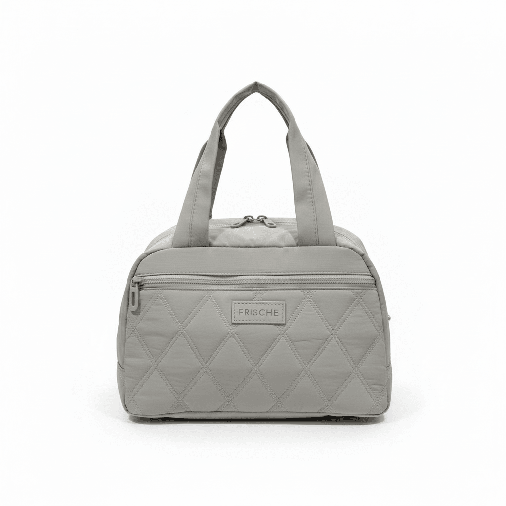 Frische Quilted Lunch Bag - 18×25cm - Light Grey / Pink / Black - Al Kabayel Discount CentreFrische Quilted Lunch Bag - 18×25cm - Light Grey / Pink / BlackLunch BagsFRISCHEAl Kabayel Discount Centre