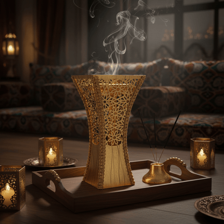 Fuma Gold Metal Incense Burner | Ornate Arabic Lattice Design | 27×13 cm - Al Kabayel Discount CentreFuma Gold Metal Incense Burner | Ornate Arabic Lattice Design | 27×13 cmIncense burnerFUMAAl Kabayel Discount Centre