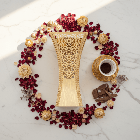Fuma Gold Metal Incense Burner | Ornate Arabic Lattice Design | 27×13 cm - Al Kabayel Discount CentreFuma Gold Metal Incense Burner | Ornate Arabic Lattice Design | 27×13 cmIncense burnerFUMAAl Kabayel Discount Centre