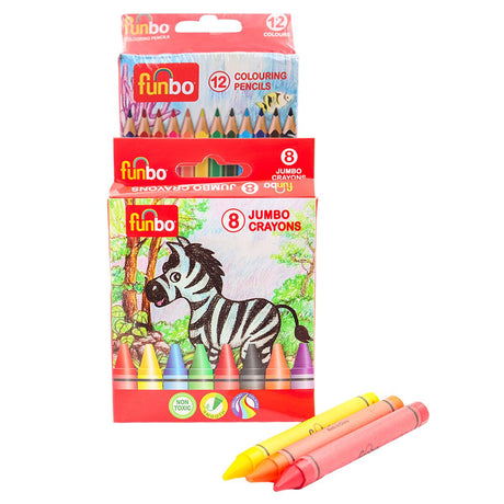 Funbo Color Pencils 12Pcs Jumbo Crayons 8Pcs Felt Tip Pens 12Pcs - Al Kabayel Discount CentreFunbo Color Pencils 12Pcs Jumbo Crayons 8Pcs Felt Tip Pens 12PcsColor PencilsFUNBOAl Kabayel Discount Centre
