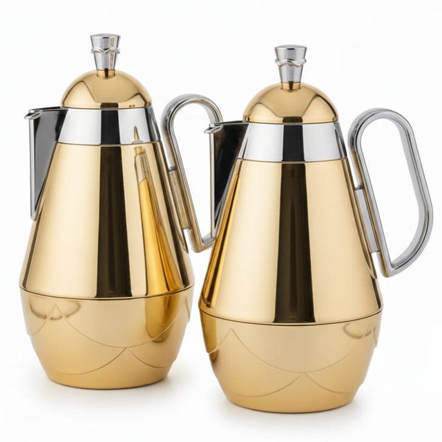 Fursan 2 - Piece Vacuum Flask Set – 0.7L & 1.0L Gold with Silver Stainless Steel Thermal Insulated Flask - Al Kabayel Discount CentreFursan 2 - Piece Vacuum Flask Set – 0.7L & 1.0L Gold with Silver Stainless Steel Thermal Insulated FlaskThermosFURSANAl Kabayel Discount Centre