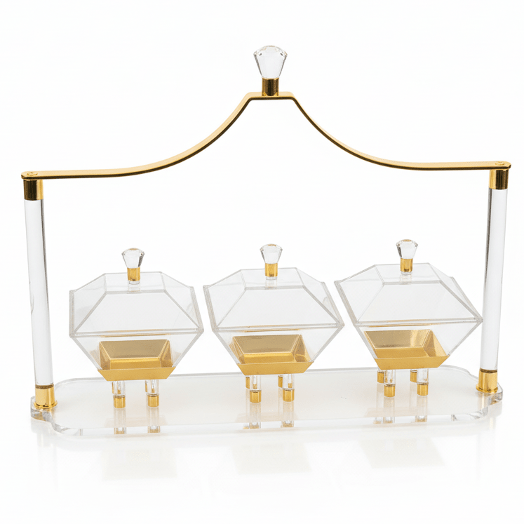 Fursan 3 - Piece Acrylic Candy Box Set with Holder 40 cm Stylish Organizer for Dry Fruits & Snacks - Al Kabayel Discount CentreFursan 3 - Piece Acrylic Candy Box Set with Holder 40 cm Stylish Organizer for Dry Fruits & SnacksServing TraysFURSANAl Kabayel Discount Centre