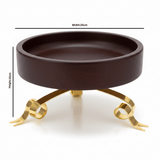 Fursan Dark Brown Wooden Dates Bowl with Gold Metal Base - 25×15 cm - Al Kabayel Discount CentreFursan Dark Brown Wooden Dates Bowl with Gold Metal Base - 25×15 cmServing TraysFURSANAl Kabayel Discount Centre