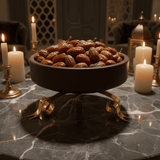 Fursan Dark Brown Wooden Dates Bowl with Gold Metal Base - 25×15 cm - Al Kabayel Discount CentreFursan Dark Brown Wooden Dates Bowl with Gold Metal Base - 25×15 cmServing TraysFURSANAl Kabayel Discount Centre