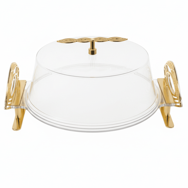 Fursan Elegant Round Acrylic Serving Tray with Lid – Clear Covered Serving Platter for Sweets & Snacks 26×16 cm - Al Kabayel Discount CentreFursan Elegant Round Acrylic Serving Tray with Lid – Clear Covered Serving Platter for Sweets & Snacks 26×16 cmServing TraysFURSANAl Kabayel Discount Centre