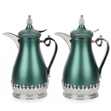 Fursan Elegant Vacuum Flask Set – 2 Pieces, 1 Litre Each, Matt Green with Shiny Silver - Al Kabayel Discount CentreFursan Elegant Vacuum Flask Set – 2 Pieces, 1 Litre Each, Matt Green with Shiny SilverThermosFURSANAl Kabayel Discount Centre