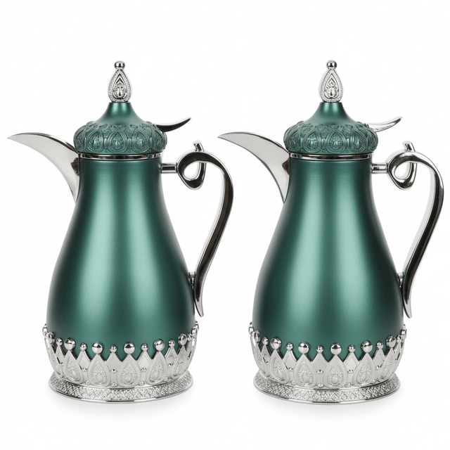 Fursan Elegant Vacuum Flask Set – 2 Pieces, 1 Litre Each, Matt Green with Shiny Silver - Al Kabayel Discount CentreFursan Elegant Vacuum Flask Set – 2 Pieces, 1 Litre Each, Matt Green with Shiny SilverThermosFURSANAl Kabayel Discount Centre