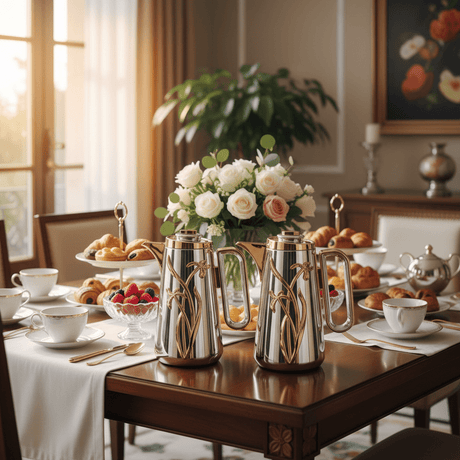 Fursan Luxury 2 - Piece Vacuum Flask Set 1+1L Silver with Gold Finish - Al Kabayel Discount CentreFursan Luxury 2 - Piece Vacuum Flask Set 1+1L Silver with Gold FinishThermosFURSANAl Kabayel Discount Centre