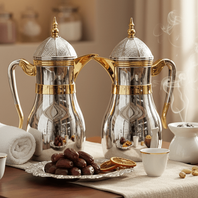 Fursan Luxury Insulated Vacuum Flask Duo Set (2 × 1 Liter) – Elegant Silver Body with Gold Detailing, Durable Construction for Home, Office & Events - Al Kabayel Discount CentreFursan Luxury Insulated Vacuum Flask Duo Set (2 × 1 Liter) – Elegant Silver Body with Gold Detailing, Durable Construction for Home, Office & EventsFURSANAl Kabayel Discount Centre