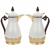 Fursan Luxury Vacuum Flask Set – 2 Pieces, 1 Litre Each, Matt White with Gold & Dark Wood Accent - Al Kabayel Discount CentreFursan Luxury Vacuum Flask Set – 2 Pieces, 1 Litre Each, Matt White with Gold & Dark Wood AccentThermosFURSANAl Kabayel Discount Centre