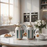 Fursan Premium 2 - Piece Vacuum Flask Set 1+1L White & Gold with Green Accent Model 2 - Al Kabayel Discount CentreFursan Premium 2 - Piece Vacuum Flask Set 1+1L White & Gold with Green Accent Model 2ThermosFURSANAl Kabayel Discount Centre