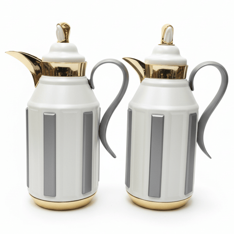 Fursan Premium 2 - Piece Vacuum Flask Set 1+1L White & Gold with Grey Accent Model 2 - Al Kabayel Discount CentreFursan Premium 2 - Piece Vacuum Flask Set 1+1L White & Gold with Grey Accent Model 2ThermosFURSANAl Kabayel Discount Centre