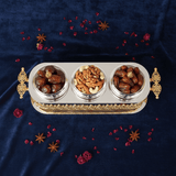 Fursan Premium 3 - Piece Glass Candy Jar Set with Gold & Silver Metal Stand and Elegant Decorative Lids for Candy Dates Chocolates and Snacks 40×16 cm - Al Kabayel Discount CentreFursan Premium 3 - Piece Glass Candy Jar Set with Gold & Silver Metal Stand and Elegant Decorative Lids for Candy Dates Chocolates and Snacks 40×16 cmJars & Food SaversFURSANAl Kabayel Discount Centre