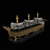 Fursan Premium 3 - Piece Glass Candy Jar Set with Gold & Silver Metal Stand and Elegant Decorative Lids for Candy Dates Chocolates and Snacks 40×16 cm - Al Kabayel Discount CentreFursan Premium 3 - Piece Glass Candy Jar Set with Gold & Silver Metal Stand and Elegant Decorative Lids for Candy Dates Chocolates and Snacks 40×16 cmJars & Food SaversFURSANAl Kabayel Discount Centre