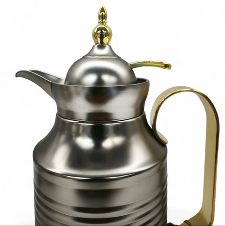 Fursan Steel Vacuum Flask 0.6Ltr Matt Silver Gold - Al Kabayel Discount CentreFursan Steel Vacuum Flask 0.6Ltr Matt Silver GoldThermosFURSANAl Kabayel Discount Centre