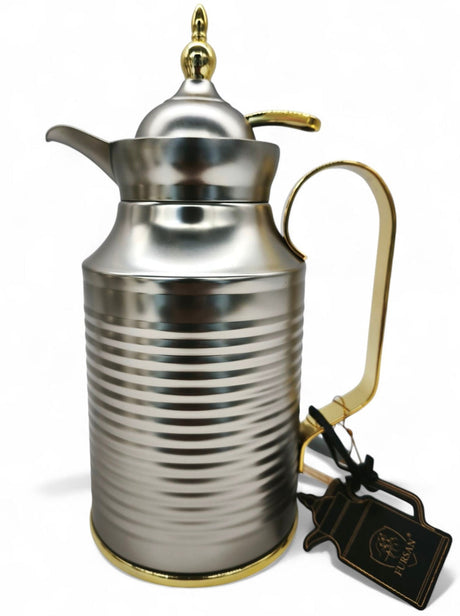 Fursan Steel Vacuum Flask 0.6Ltr Matt Silver Gold - Al Kabayel Discount CentreFursan Steel Vacuum Flask 0.6Ltr Matt Silver GoldThermosFURSANAl Kabayel Discount Centre