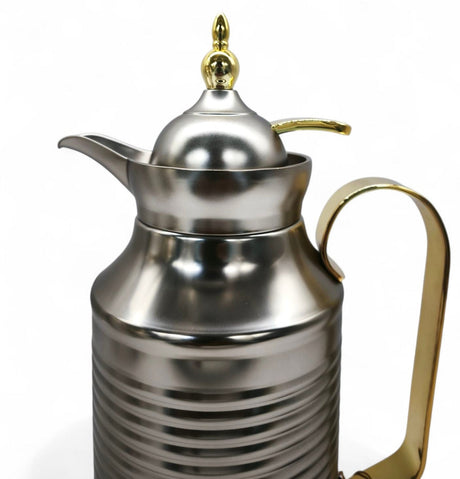 Fursan Steel Vacuum Flask 0.8Ltr Matt Silver Gold - Al Kabayel Discount CentreFursan Steel Vacuum Flask 0.8Ltr Matt Silver GoldThermosFURSANAl Kabayel Discount Centre