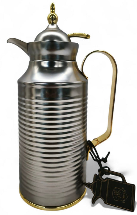 Fursan Steel Vacuum Flask 0.8Ltr Matt Silver Gold - Al Kabayel Discount CentreFursan Steel Vacuum Flask 0.8Ltr Matt Silver GoldThermosFURSANAl Kabayel Discount Centre