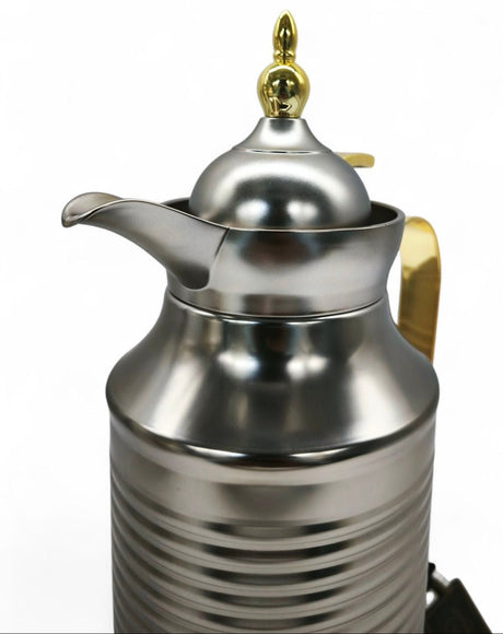 Fursan Steel Vacuum Flask 0.8Ltr Matt Silver Gold - Al Kabayel Discount CentreFursan Steel Vacuum Flask 0.8Ltr Matt Silver GoldThermosFURSANAl Kabayel Discount Centre