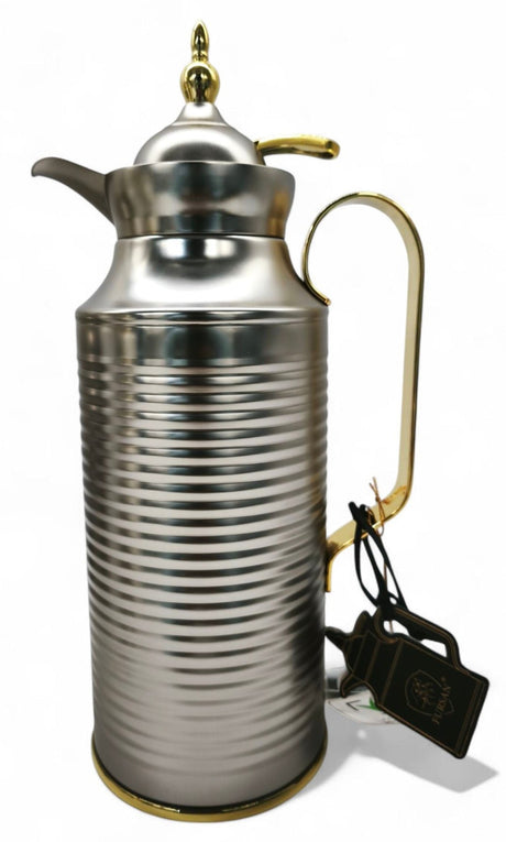 Fursan Steel Vacuum Flask 1Ltr Matt Silver Gold - Al Kabayel Discount CentreFursan Steel Vacuum Flask 1Ltr Matt Silver GoldThermosFURSANAl Kabayel Discount Centre
