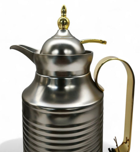 Fursan Steel Vacuum Flask 1Ltr Matt Silver Gold - Al Kabayel Discount CentreFursan Steel Vacuum Flask 1Ltr Matt Silver GoldThermosFURSANAl Kabayel Discount Centre