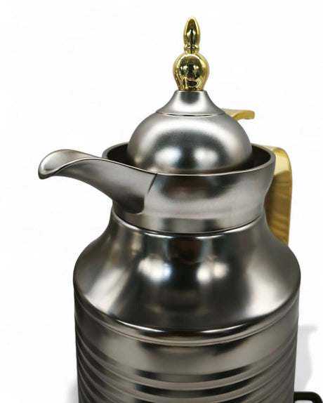 Fursan Steel Vacuum Flask 1Ltr Matt Silver Gold - Al Kabayel Discount CentreFursan Steel Vacuum Flask 1Ltr Matt Silver GoldThermosFURSANAl Kabayel Discount Centre