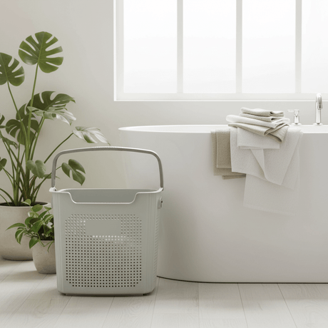 G-Spark Light Grey Plastic Laundry Basket with Handle - 35×37cm - Al Kabayel Discount CentreG-Spark Light Grey Plastic Laundry Basket with Handle - 35×37cmOrganizers & AccessoriesG-SPARKAl Kabayel Discount Centre