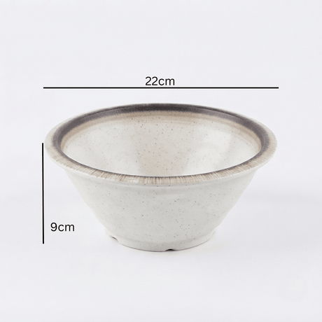 Garall Melamine Bowl 22×9cm – Cream Beige with Dark Rim - Al Kabayel Discount CentreGarall Melamine Bowl 22×9cm – Cream Beige with Dark RimBowlsGARALLAl Kabayel Discount Centre