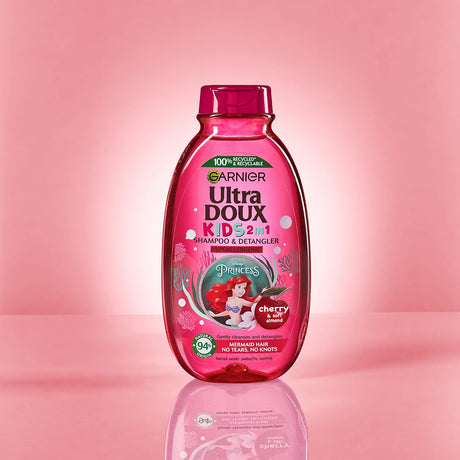Garnier Ultra Doux Kids 2 - in - 1 Cherry & Soft Almond Shampoo & Detangler – Disney Princess Little Mermaid Edition, 400ml - Al Kabayel Discount CentreGarnier Ultra Doux Kids 2 - in - 1 Cherry & Soft Almond Shampoo & Detangler – Disney Princess Little Mermaid Edition, 400mlBaby ProductsGARNIERAl Kabayel Discount Centre
