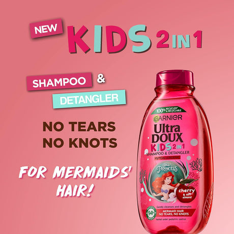 Garnier Ultra Doux Kids 2 - in - 1 Cherry & Soft Almond Shampoo & Detangler – Disney Princess Little Mermaid Edition, 400ml - Al Kabayel Discount CentreGarnier Ultra Doux Kids 2 - in - 1 Cherry & Soft Almond Shampoo & Detangler – Disney Princess Little Mermaid Edition, 400mlBaby ProductsGARNIERAl Kabayel Discount Centre