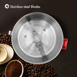 Geepas 150W Electric Coffee Grinder - Stainless Steel Blade |Stainless Steel Cup for Grinding, GCG5440 Overheat Protection | Removable Steel Bowl - Al Kabayel Discount CentreGeepas 150W Electric Coffee Grinder - Stainless Steel Blade |Stainless Steel Cup for Grinding, GCG5440 Overheat Protection | Removable Steel BowlBlenders, Mixers & Food ProcessorsGEEPASAl Kabayel Discount Centre