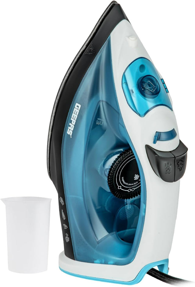 Geepas 1600W Multifunctional Steam Iron for Crisp Ironed Clothes – Non - Stick Soleplate, Wet/Dry Function & with Temperature Control - Al Kabayel Discount CentreGeepas 1600W Multifunctional Steam Iron for Crisp Ironed Clothes – Non - Stick Soleplate, Wet/Dry Function & with Temperature ControlIrons & SteamersGEEPASAl Kabayel Discount Centre