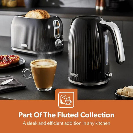 Geepas 1.7L Fluted Black Jug Kettle GK38068UK-BK - 3000W Rapid Boil - Al Kabayel Discount CentreGeepas 1.7L Fluted Black Jug Kettle GK38068UK-BK - 3000W Rapid BoilElectric KettlesGEEPASAl Kabayel Discount Centre