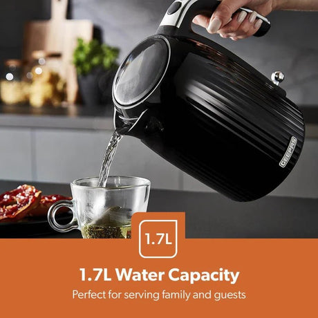 Geepas 1.7L Fluted Black Jug Kettle GK38068UK-BK - 3000W Rapid Boil - Al Kabayel Discount CentreGeepas 1.7L Fluted Black Jug Kettle GK38068UK-BK - 3000W Rapid BoilElectric KettlesGEEPASAl Kabayel Discount Centre