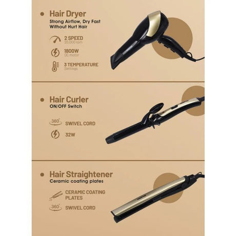 GEEPAS 3 in 1 Set, Hair Curler, Straightener & Dryer - GHF86055 - Al Kabayel Discount CentreGEEPAS 3 in 1 Set, Hair Curler, Straightener & Dryer - GHF86055Personal Care & Styling ToolsGEEPASAl Kabayel Discount Centre