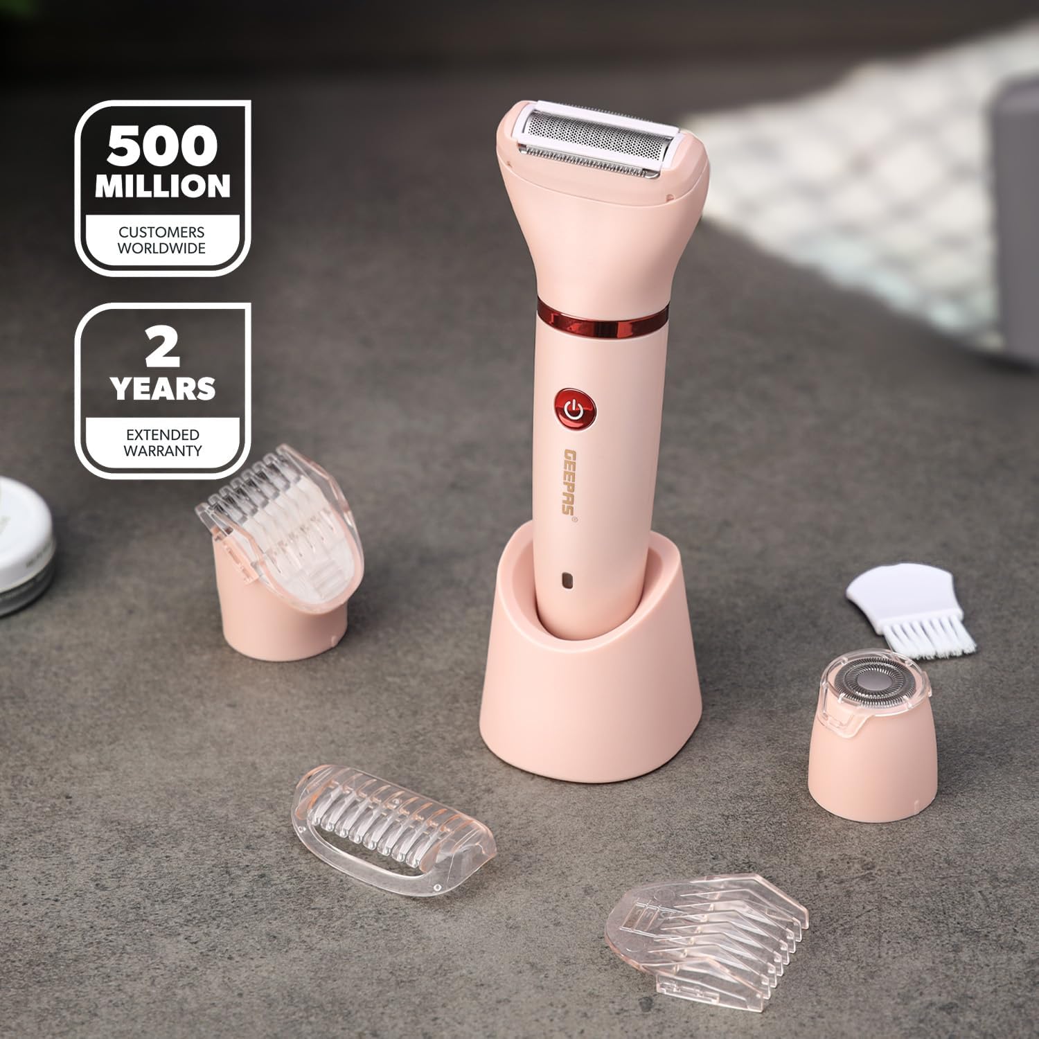 Geepas 3 - in - 1 Waterproof Lady Shaver Set | Wet & Dry Rechargeable Electric Razor for Women with Facial Hair & Body Trimmer Heads | Cordless Portable LED Indicator | USB Charging, Gift for Women - Al Kabayel Discount CentreGeepas 3 - in - 1 Waterproof Lady Shaver Set | Wet & Dry Rechargeable Electric Razor for Women with Facial Hair & Body Trimmer Heads | Cordless Portable LED Indicator | USB Charging, Gift for WomenTrimmerGEEPASAl Kabayel Discount Centre