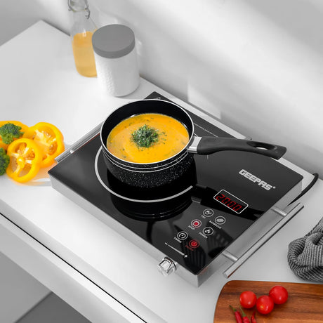 Geepas 4 Digit LED Display 2000W Digital Infrared Cooker GIC6920|Elegant Design, Fireproof material, Stainless steel body| Overheat protection, over current protection, high & low voltage protection - Al Kabayel Discount CentreGeepas 4 Digit LED Display 2000W Digital Infrared Cooker GIC6920|Elegant Design, Fireproof material, Stainless steel body| Overheat protection, over current protection, high & low voltage protectionStovesGEEPASAl Kabayel Discount Centre