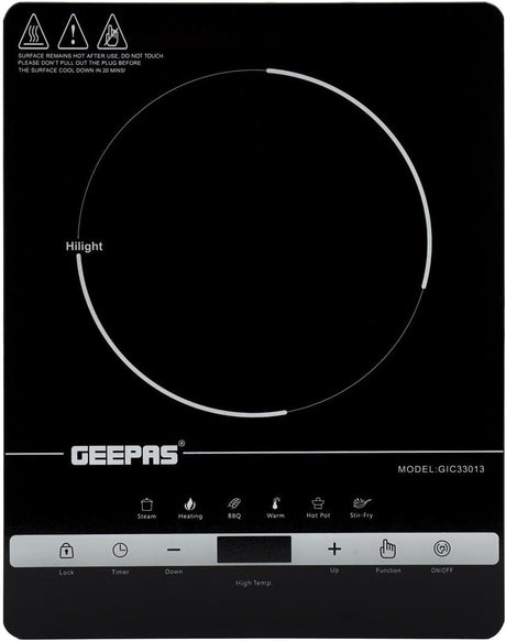 Geepas 4 Digit LED Display Digital Infrared Cooker, GIC33013 | 8 Temperature Settings | 3hrs Programmable Timer | 2000W Ceramic Heating Element - Al Kabayel Discount CentreGeepas 4 Digit LED Display Digital Infrared Cooker, GIC33013 | 8 Temperature Settings | 3hrs Programmable Timer | 2000W Ceramic Heating ElementStovesGEEPASAl Kabayel Discount Centre