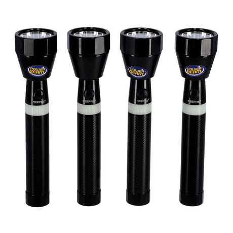 Geepas 4 - Piece Rechargeable LED Flashlight Set | 5000mAh Long Battery Life | High Brightness | Strong Black Body for Outdoor Use - Al Kabayel Discount CentreGeepas 4 - Piece Rechargeable LED Flashlight Set | 5000mAh Long Battery Life | High Brightness | Strong Black Body for Outdoor UseHandheld FlashlightsGEEPASAl Kabayel Discount Centre