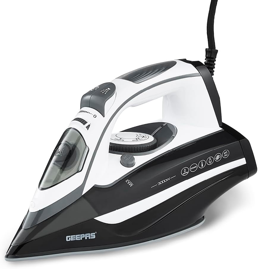 Geepas Ceramic Steam Iron, Temperature Control, Gsi24025 Ceramic Sole Plate, Wet And Dry Self Cleaning Function Powerful Steam Burst 480ML Water Tank - Al Kabayel Discount CentreGeepas Ceramic Steam Iron, Temperature Control, Gsi24025 Ceramic Sole Plate, Wet And Dry Self Cleaning Function Powerful Steam Burst 480ML Water TankIrons & SteamersGEEPASAl Kabayel Discount Centre